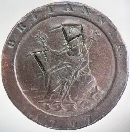 1797 Engraved George III 3rd Cartwheel Two-Pence Coin | Fine Collectable Grade