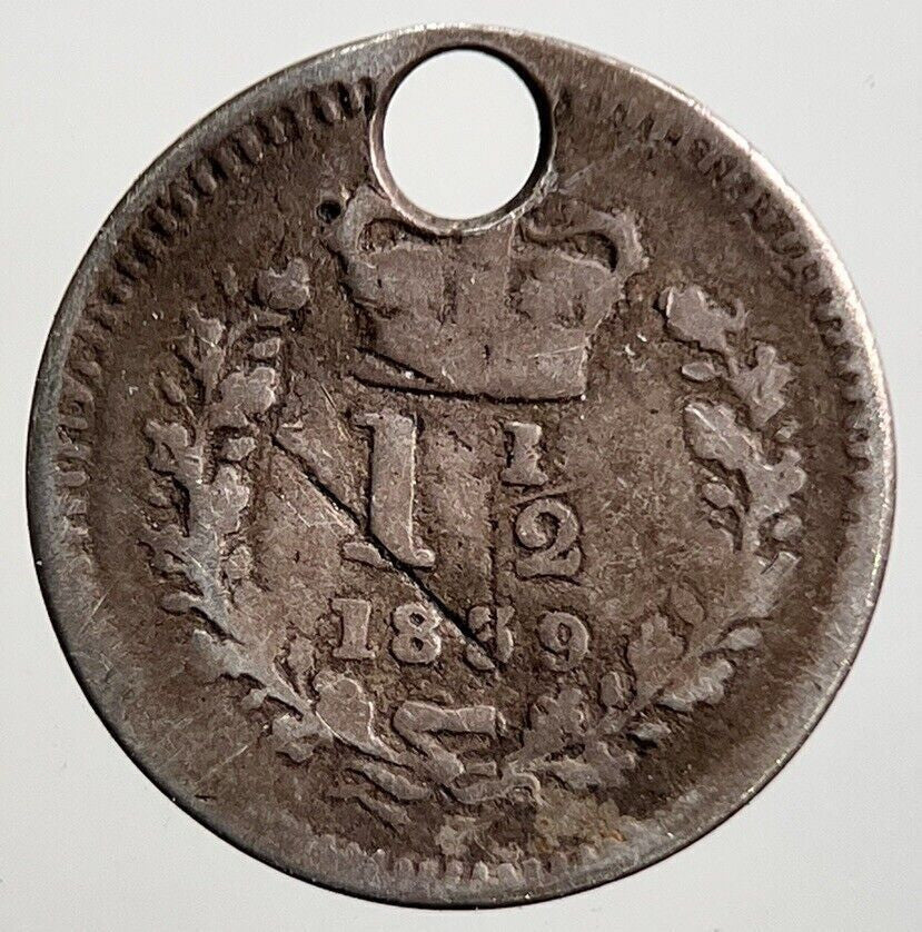 1839 Victoria One Half-Pence Silver Coin | Collectable Grade | a3443