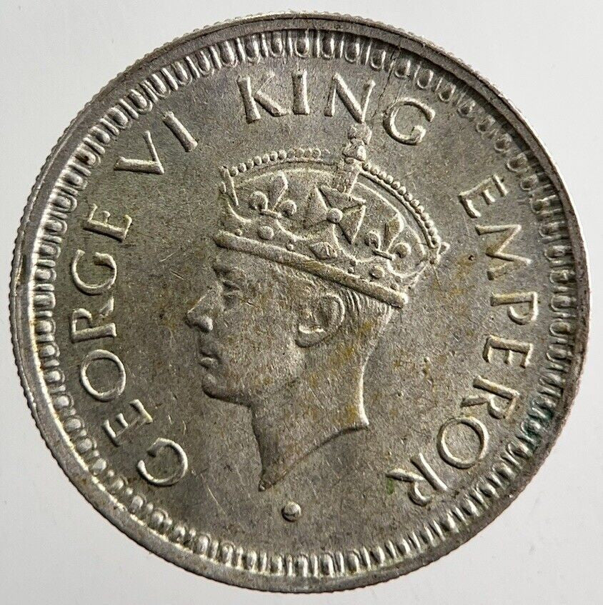 1945 India 1/4 Quarter Rupee Silver Coin | Very High Grade