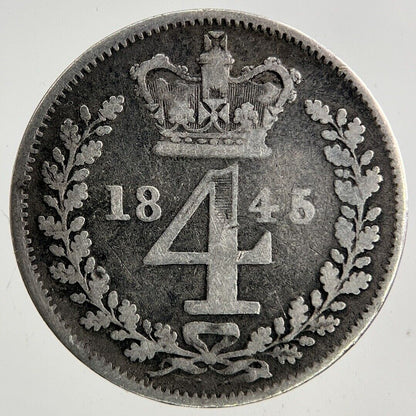 1845 Victoria Maundy Four - Pence Silver Coin | Fine Collectable Grade