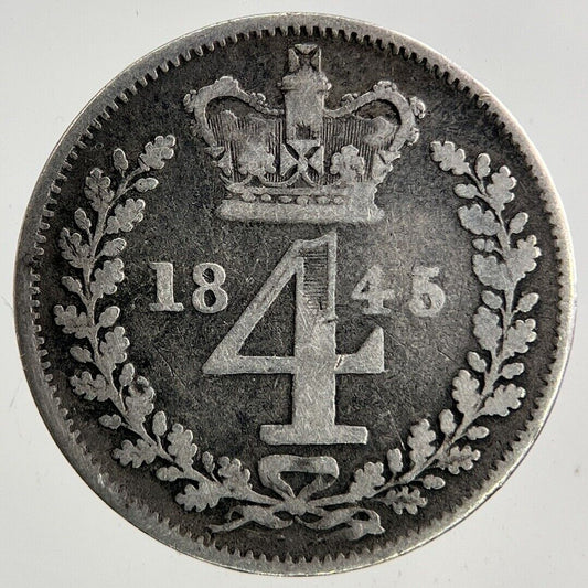 1845 Victoria Maundy Four - Pence Silver Coin | Fine Collectable Grade