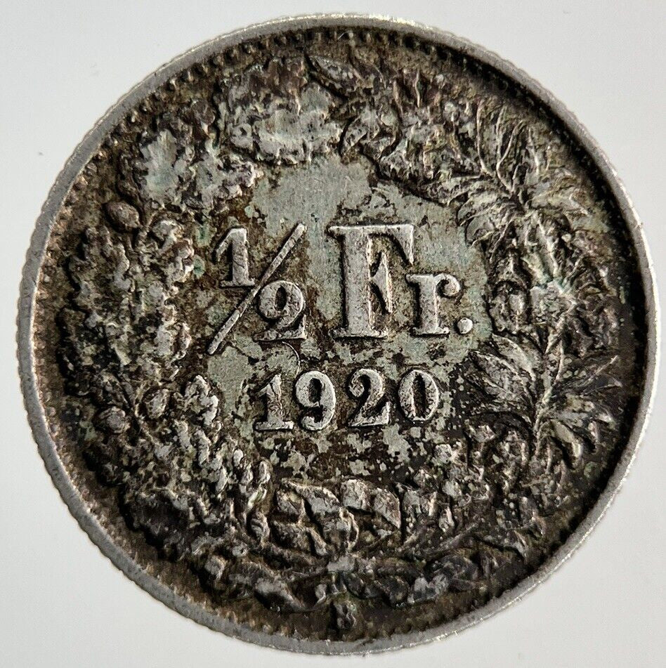 1920 Switzerland Swiss 1/2 Half Franc Silver Coin | Fine Collectable Grade