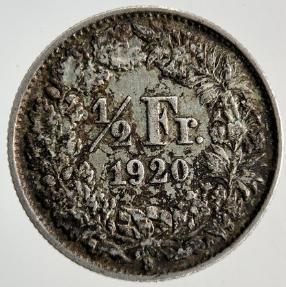 1920 Switzerland Swiss 1/2 Half Franc Silver Coin | Fine Collectable Grade
