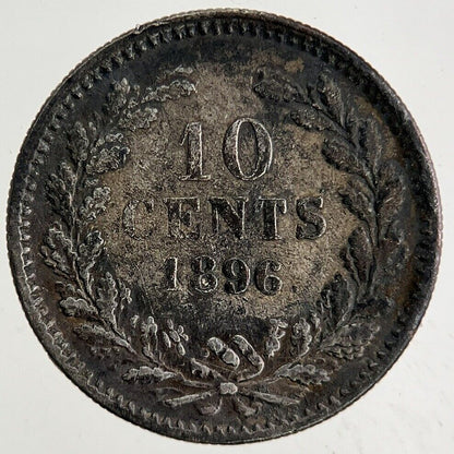 1896 Netherlands 10 Cents Silver Coin | Fine Collectable Grade