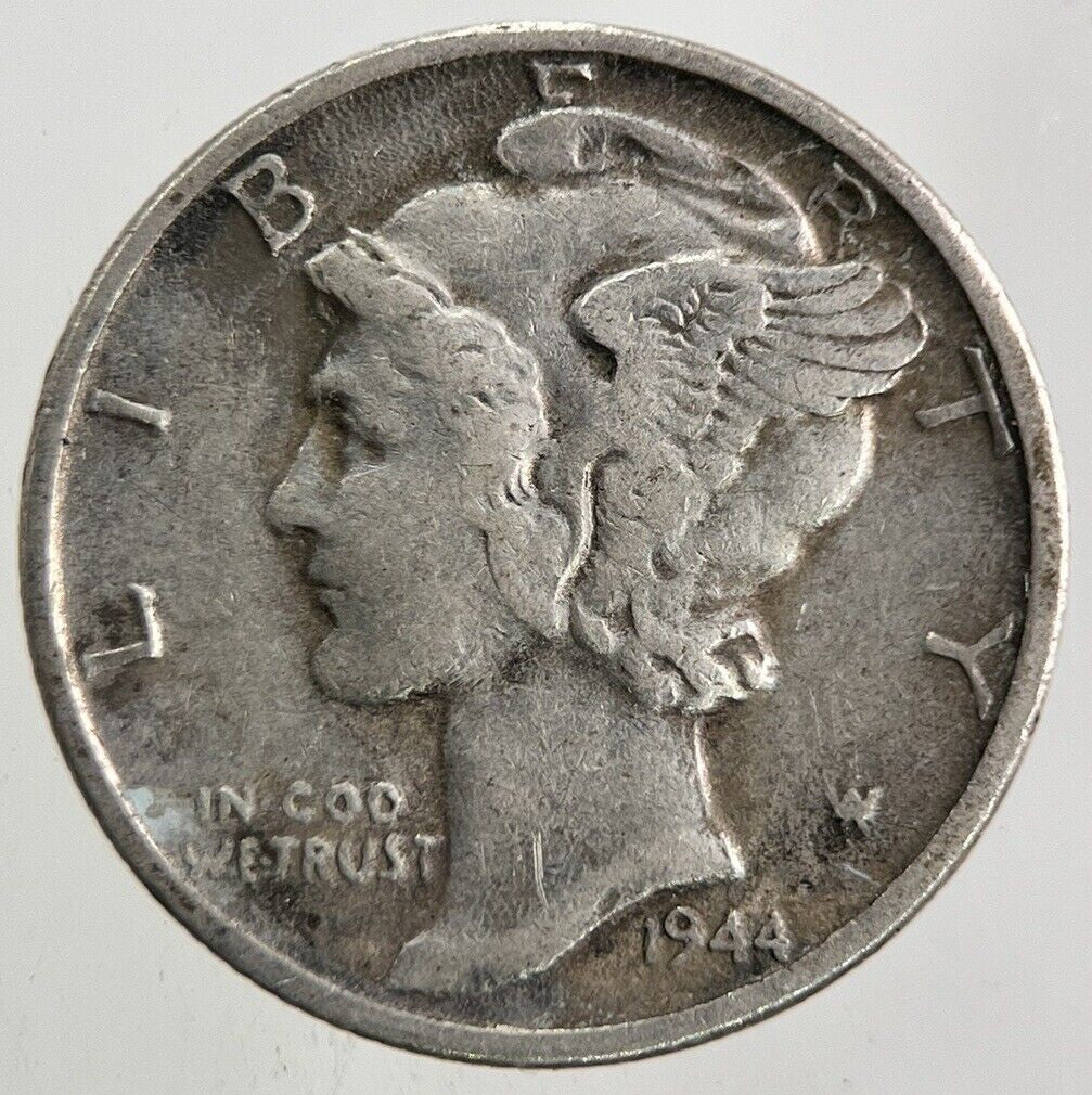 1944 - S US USA Mercury Dime Silver Coin | Fine Collectable Grade