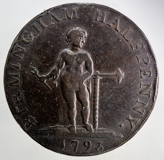 1793 Birmingham Half-Penny Coin | Fine Collectable Grade