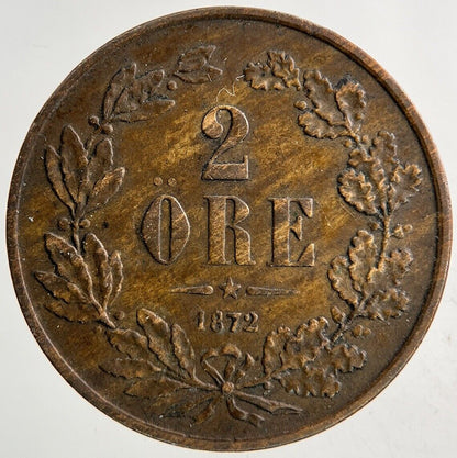 1872 Sweden 2 Ore Coin | Fine Collectable Grade