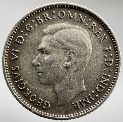 1943 - S Australia Sixpence Silver Coin | Fine Collectable Grade | a1628