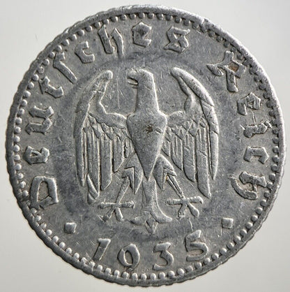1935 - J Germany 50 Pfennig Coin | Fine Collectable Grade | a3076