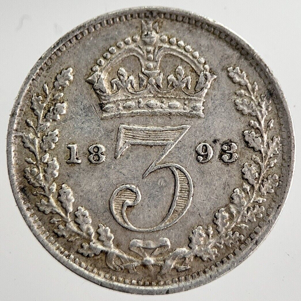 1893 Victoria Threepence Silver Coin | Very High Grade | a8537