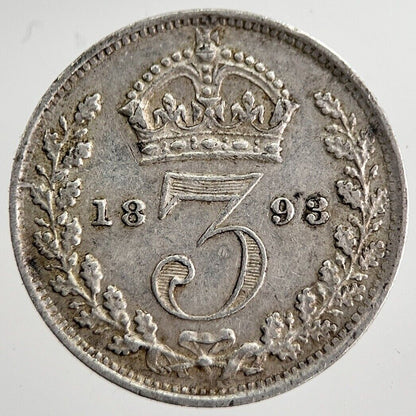 1893 Victoria Threepence Silver Coin | Very High Grade | a8537