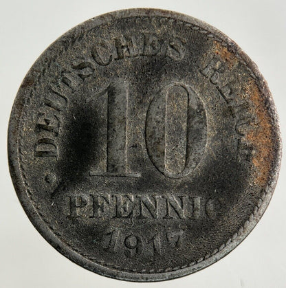 1917 Germany 10 Pfennig Coin | Fine Collectable Grade