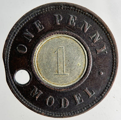 British Queen Victoria One Penny Model Token Coin | Fine Collectable Grade