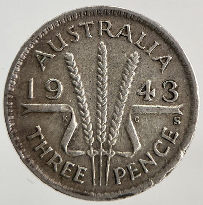 1943 - S Australia Threepence Silver Coin | Fine Collectable Grade