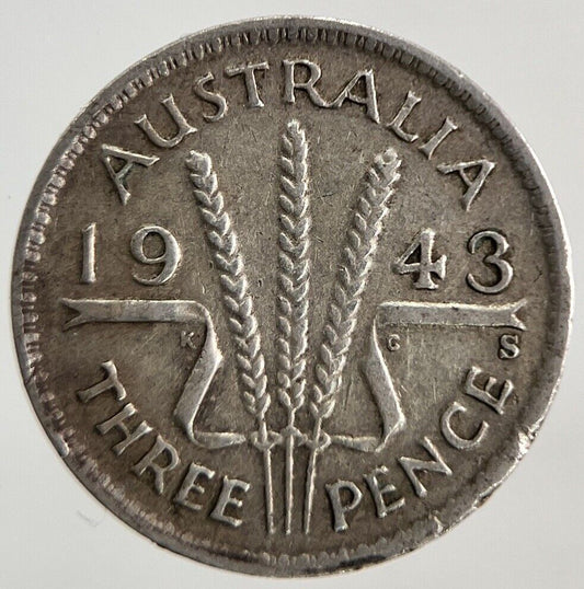 1943 - S Australia Threepence Silver Coin | Fine Collectable Grade