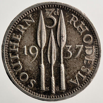 1937 Rhodesia Africa Threepence Silver Coin | Collectable Grade | a3621
