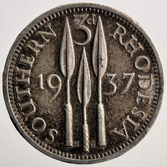 1937 Rhodesia Africa Threepence Silver Coin | Collectable Grade | a3621
