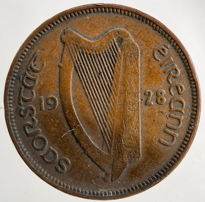 1928 Irish Half - Penny Coin | Fine Collectable Grade