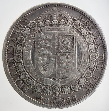 1888 Victoria Half - Crown Silver Coin | Fine Collectable Grade | a6911