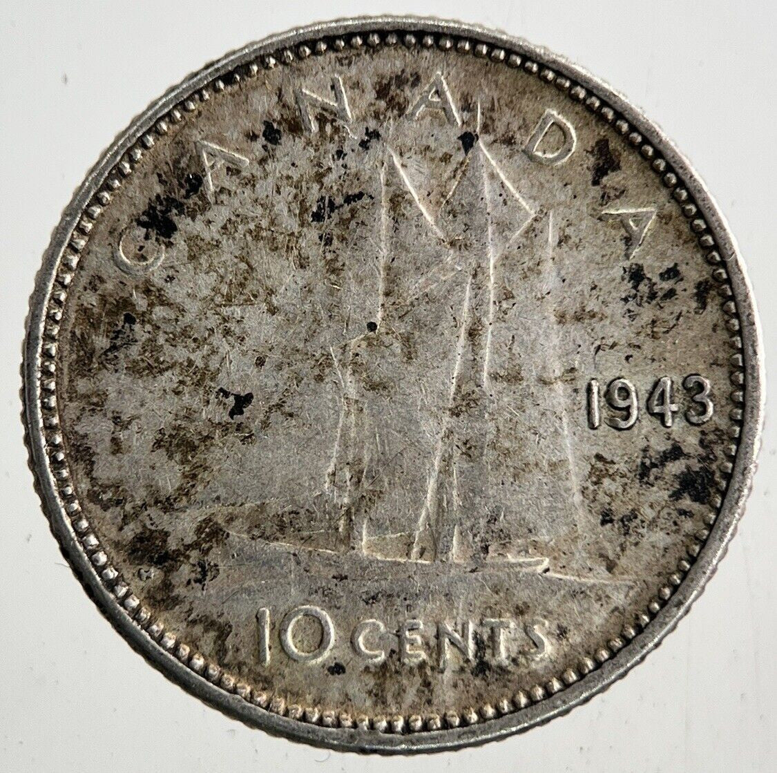 1943 Canada 10 Cents Silver Coin | Very High Grade