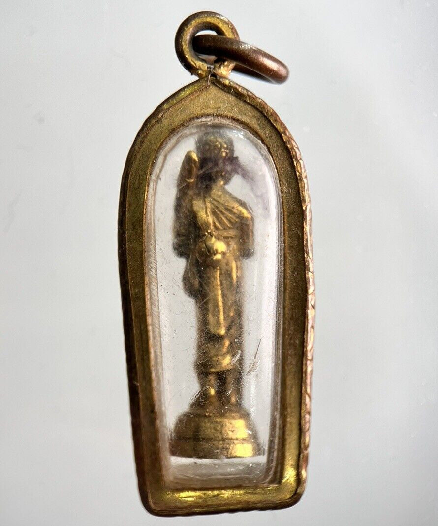 Thailand Old Thai Monk Necklace Charm Pendant Amulet | Height 3.8cm