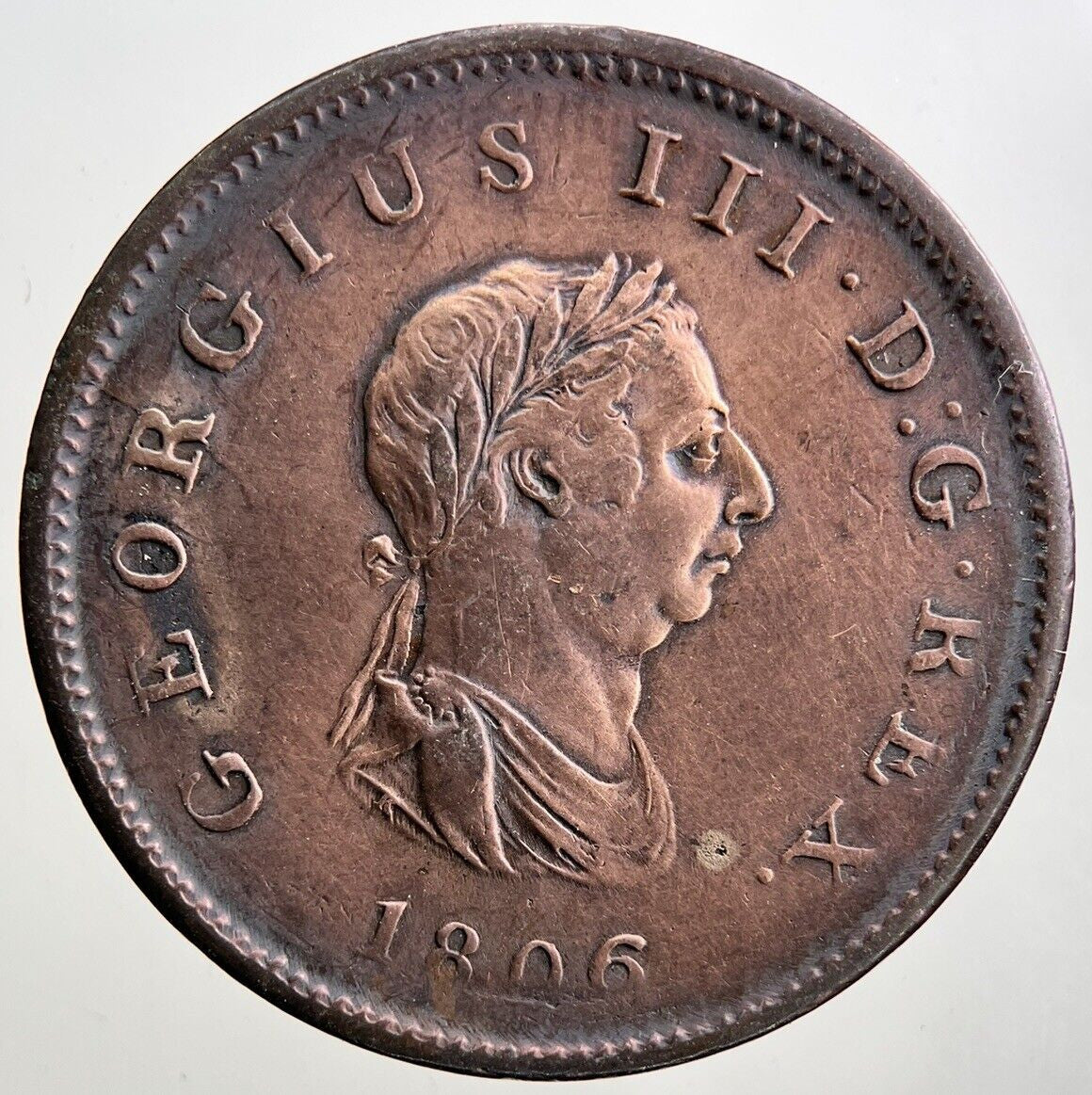 1806 George III 3rd Half - Penny Coin | Fine Collectable Grade | a3427