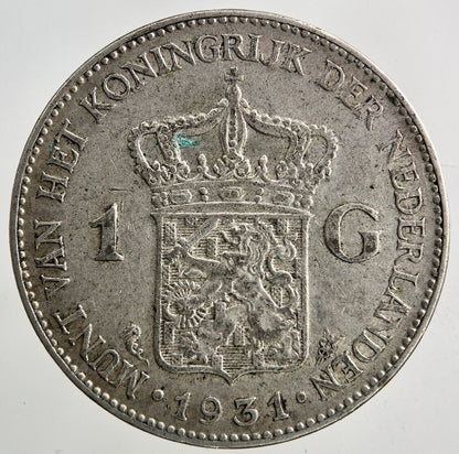 1931 Netherlands 1 Gulden Silver Coin | Fine Collectable Grade