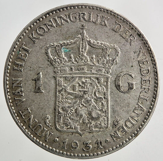 1931 Netherlands 1 Gulden Silver Coin | Fine Collectable Grade