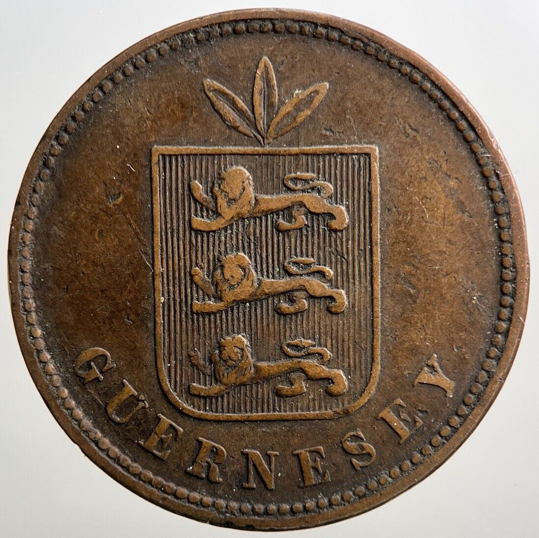 1864 Guernsey 4 Four Doubles Coin | Fine Collectable Grade