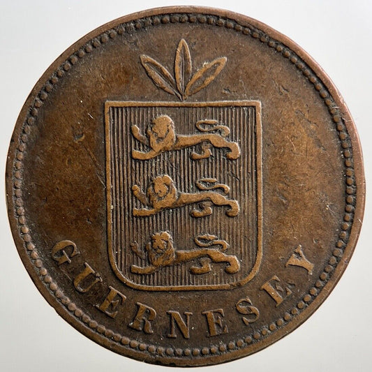 1864 Guernsey 4 Four Doubles Coin | Fine Collectable Grade