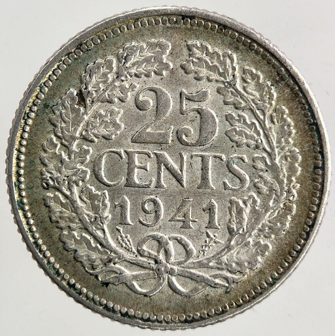 1941 Netherlands 25 Cents Silver Coin | Very High Grade