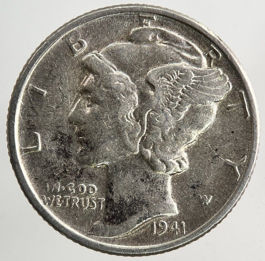 1941 US USA Mercury One Dime Silver Coin | Very High Grade