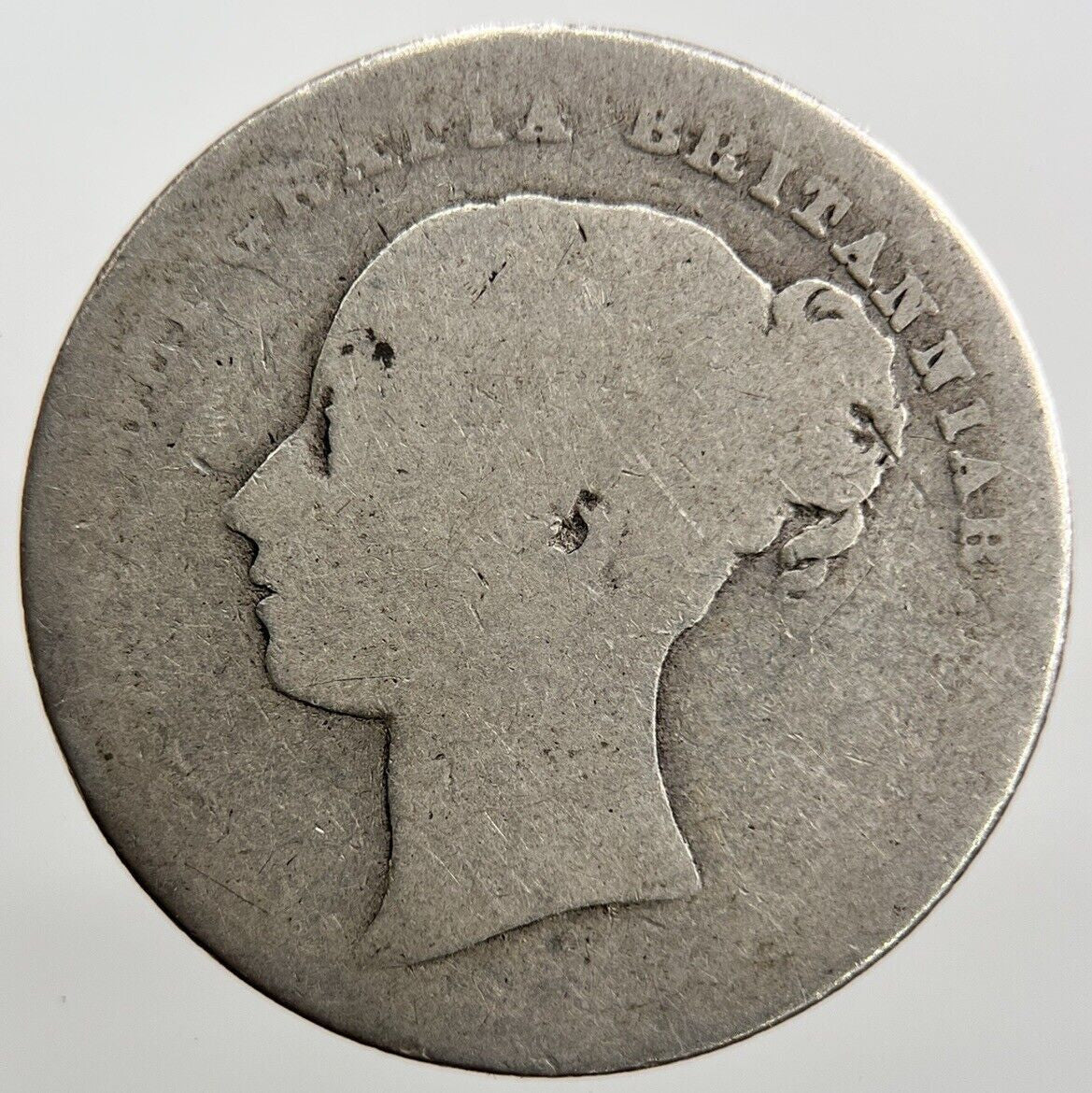 1874 Victoria Die - 4 Shilling | British Silver Coin | Worn Grade | a1134