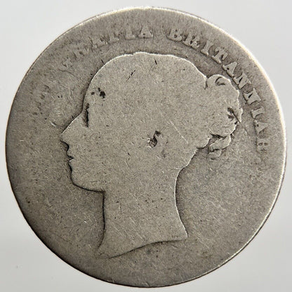 1874 Victoria Die - 4 Shilling | British Silver Coin | Worn Grade | a1134