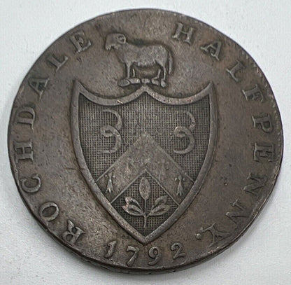 1792 Rochdale Half-Penny Token Coin | Fine Collectable Grade | a1417