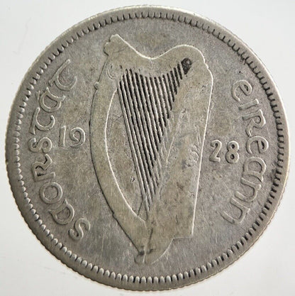 1928 Irish Shilling Bull Silver Coin | Collectable Grade | a4707