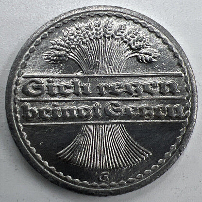 1922 50 Pfennig Germany Zinc Coin | Fine Collectable Grade | a1312