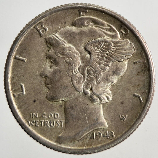 1943 - S US USA Mercury Dime Silver Coin | Very High Grade