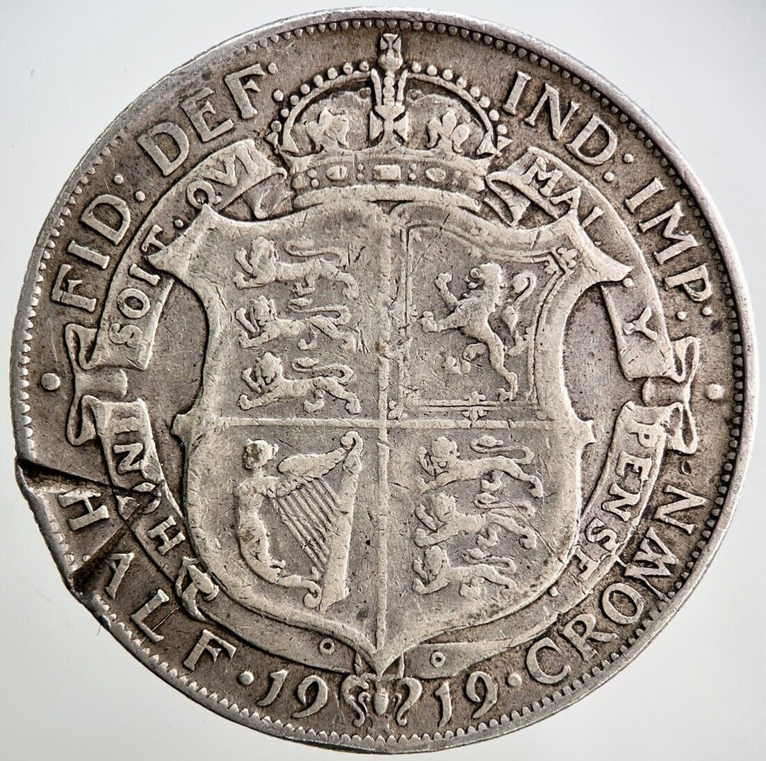 1919 George V Half - Crown Silver Coin | Fine Collectable Grade | a3404
