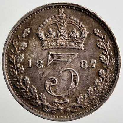 1887 Victoria Threepence Silver Coin | Very High Grade