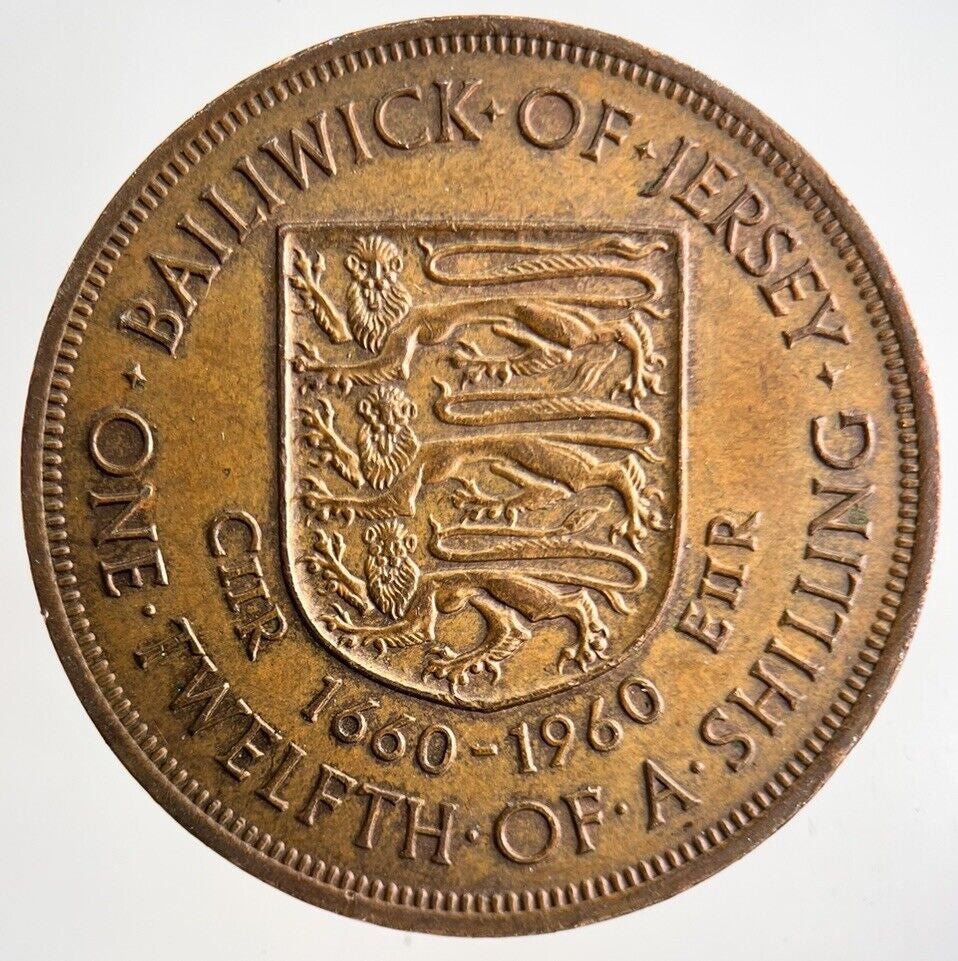 1960 Jersey One Twelfth Of A Shilling 1/12 Coin | Fine Collectable Grade