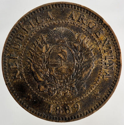 1889 Argentina Un 1 Centavo Coin | Fine Collectable Grade