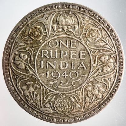 1940 India 1 One Rupee Silver Coin | Very High Grade | a4111