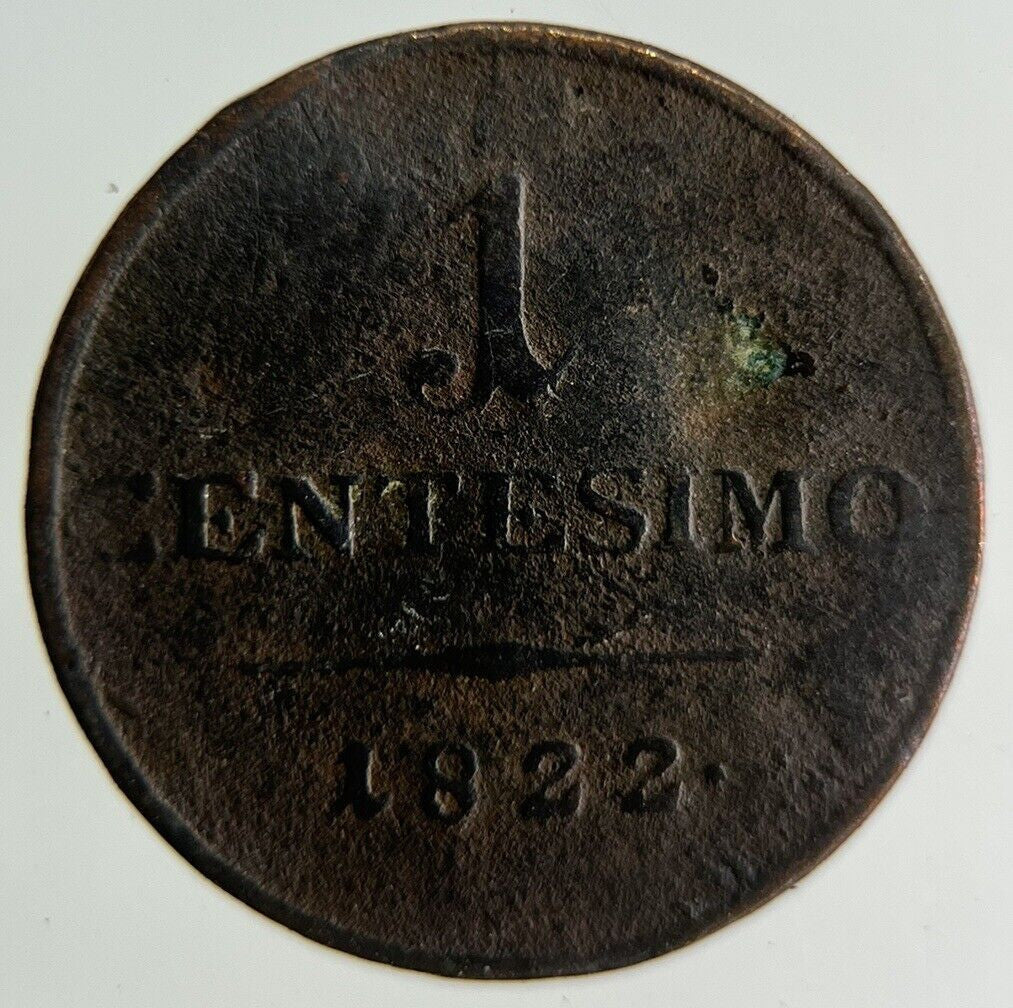 1822 Italy 1 Centesimo Coin | Fine Collectable Grade