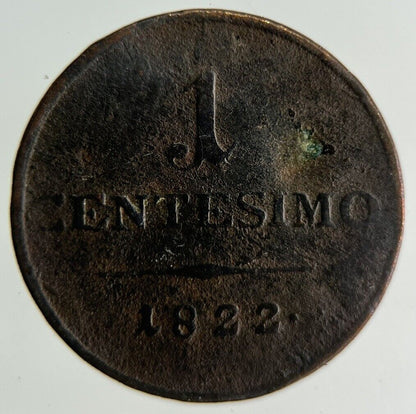 1822 Italy 1 Centesimo Coin | Fine Collectable Grade