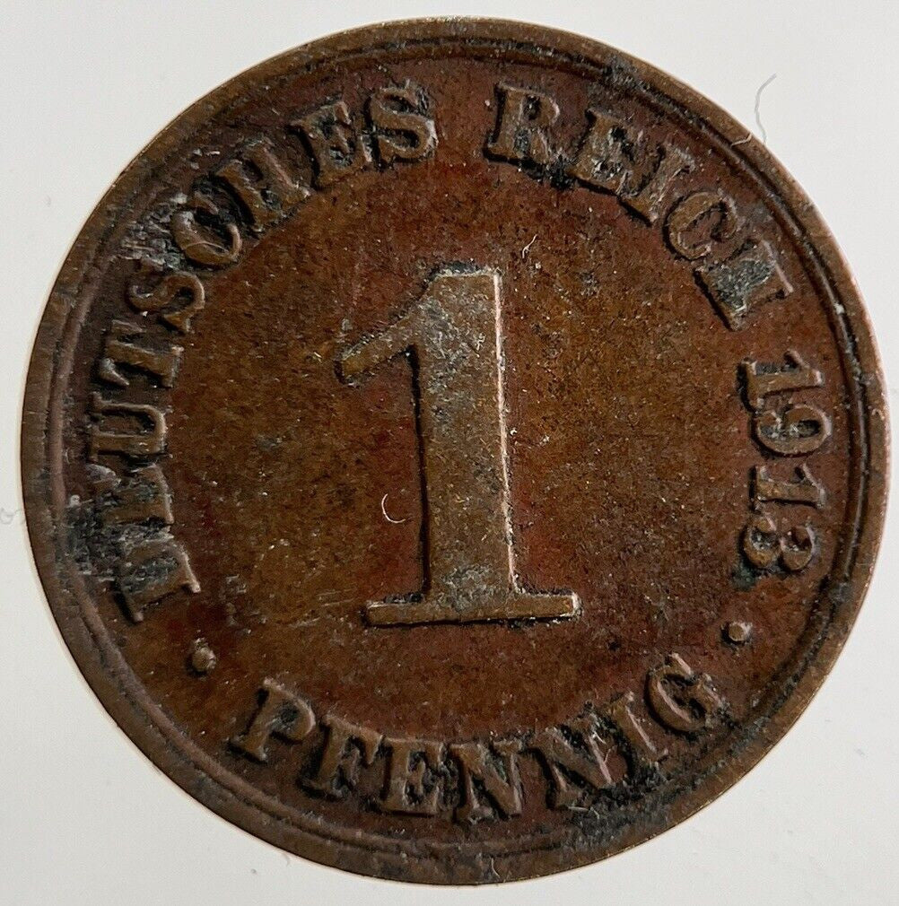 1913 Germany 1 Pfennig Coin | Fine Collectable Grade