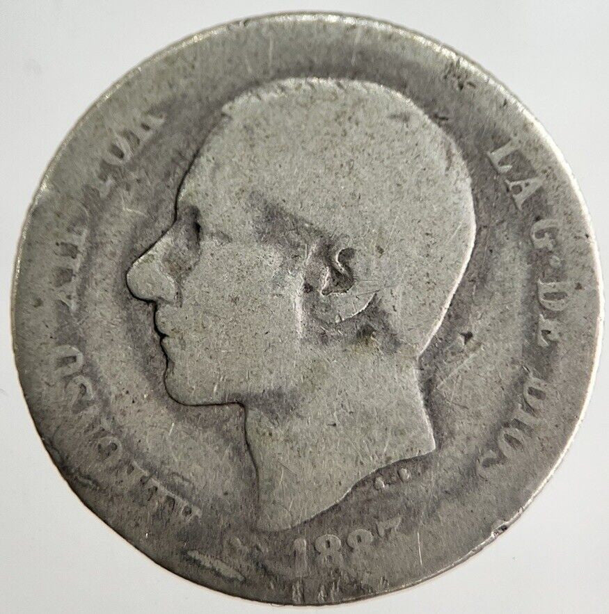 1887 Spain 1 One Peseta Silver Coin | Collectable Grade | a8415