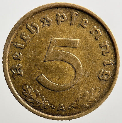1938 - A Germany Nazi 5 Pfennig Coin | Very High Grade | a1271