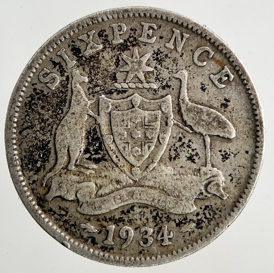 1934 Australia Sixpence Silver Coin | Collectable Grade