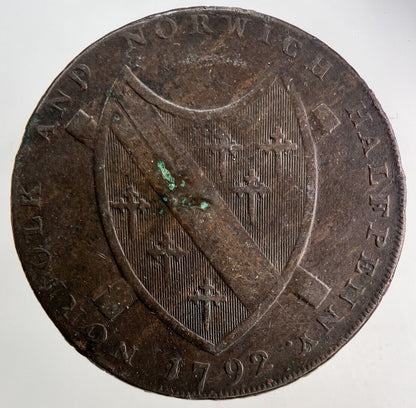 1792 Norwich Half - Penny Coin | Fine Collectable Grade